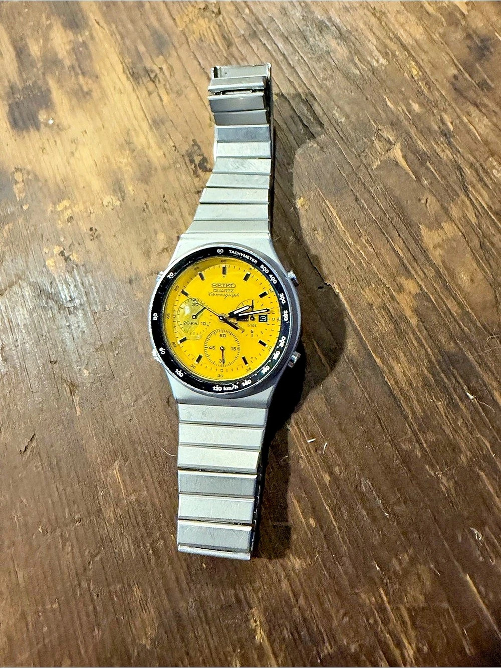 Ultra Rare Nov 1983 Seiko 7A38-701B Vulcan Yellow Dial German Day Wheel Serviced